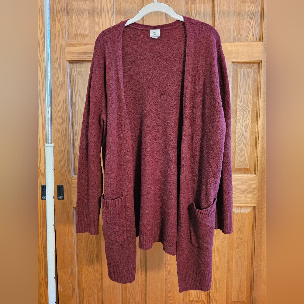 Burgundy open front cardigan from A New Day (L)